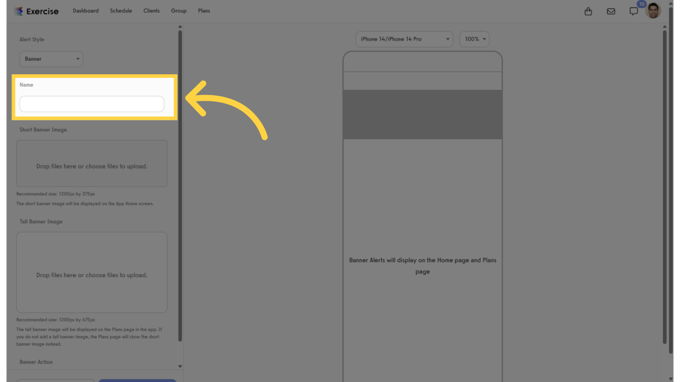 Add a title to your App Banner Alert.
