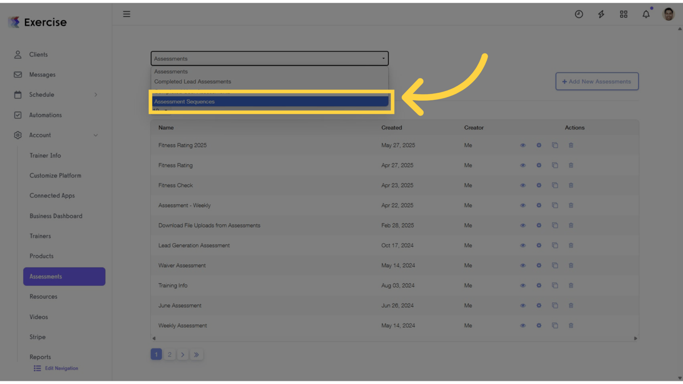 Click 'Assessment Sequences.'