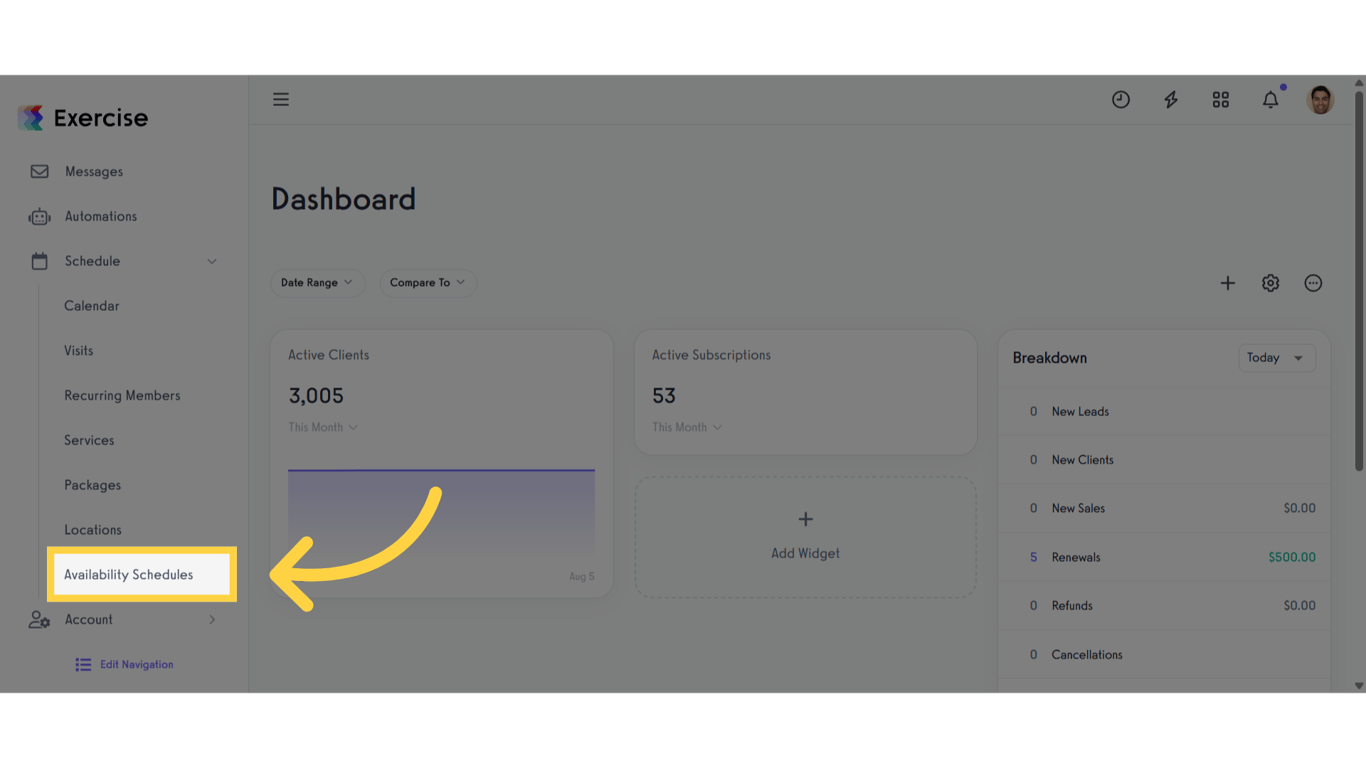 Click 'Availability Schedules'