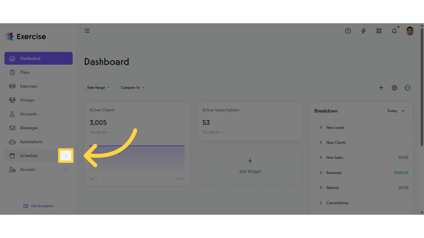 Click the arrow menu