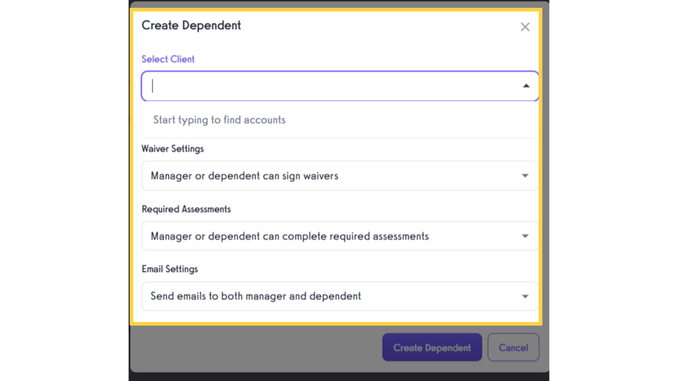 Click 'Select Client'