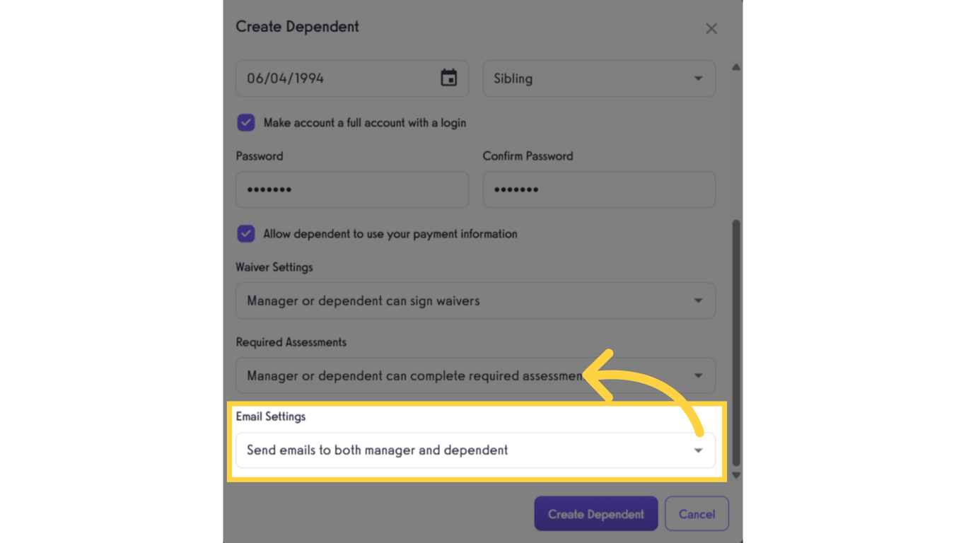 Select Email Settings