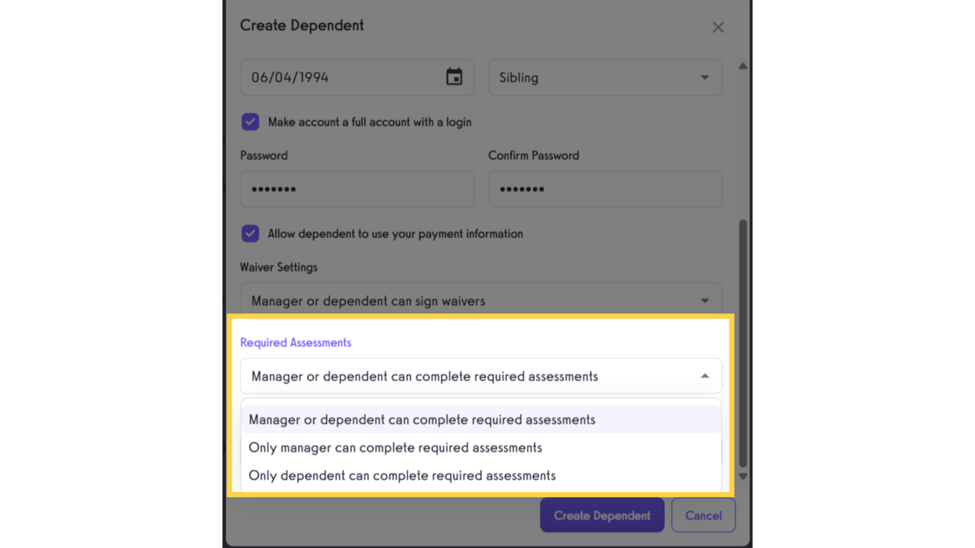 Required Assessments