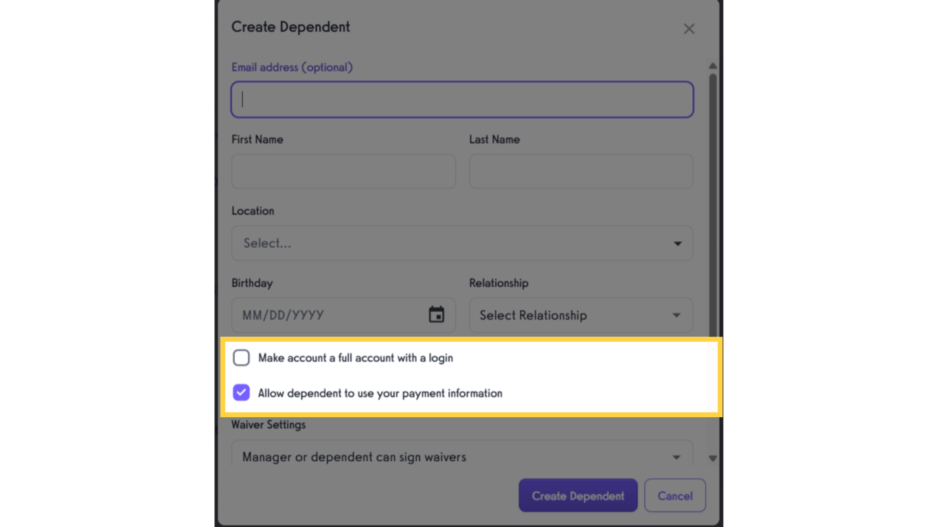 Enable/disable Additional Settings