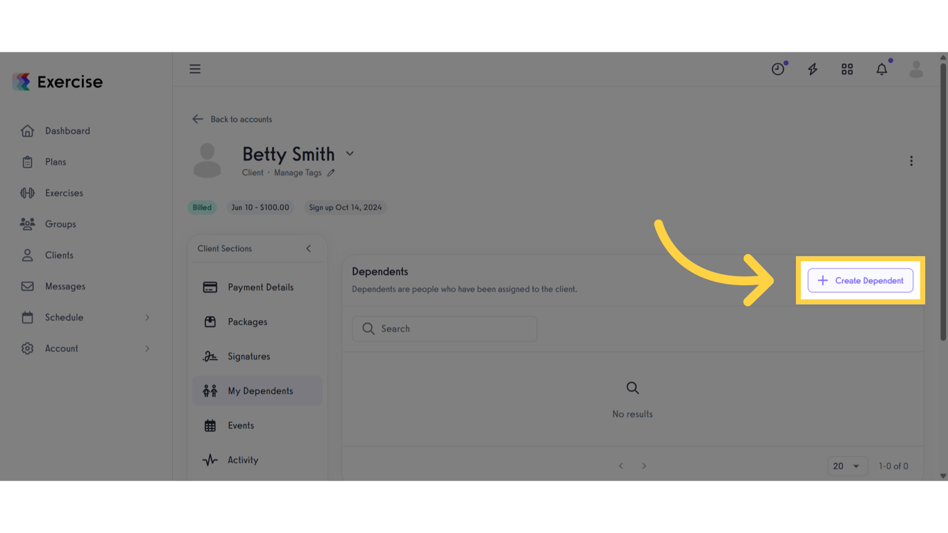Click 'Create Dependent'