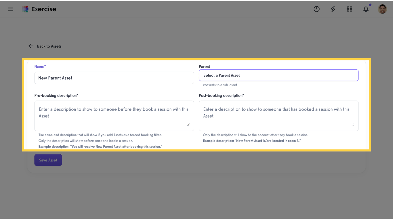 Enter New Asset Details