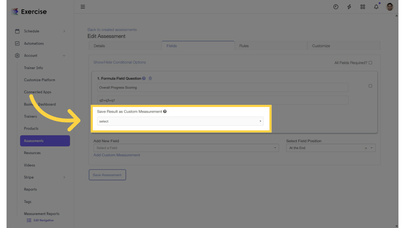 Select Custom Measurement in the drop-down list.