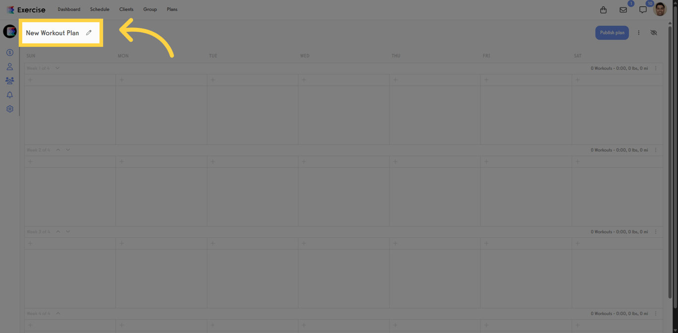 Workout plan name field