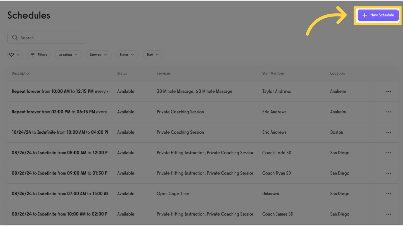 Click 'New Schedule'.