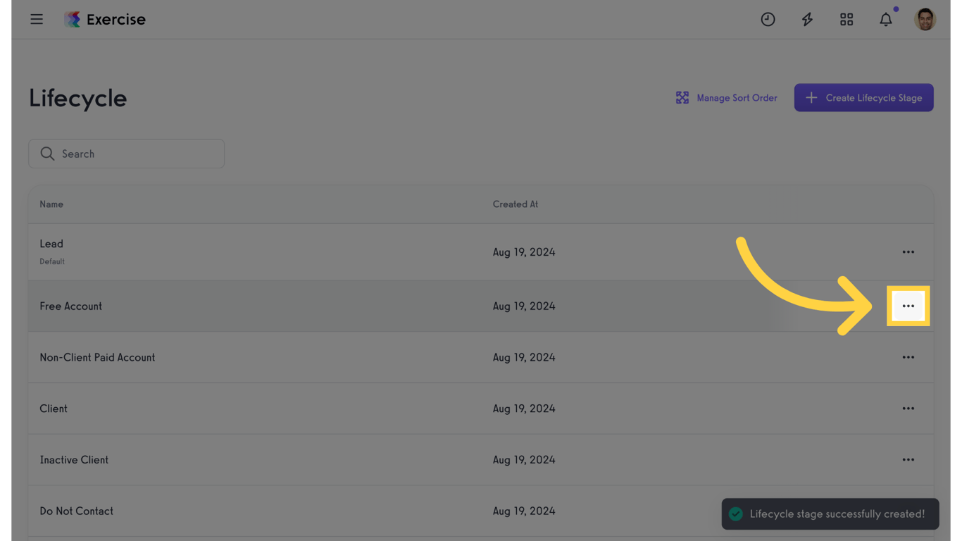 Lifecycle Stages List