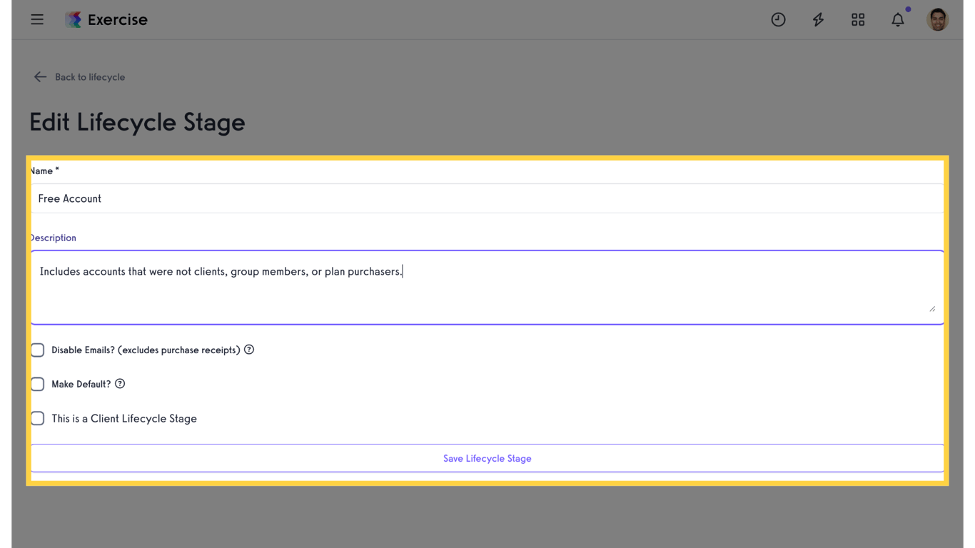 Update Lifecycle Stage