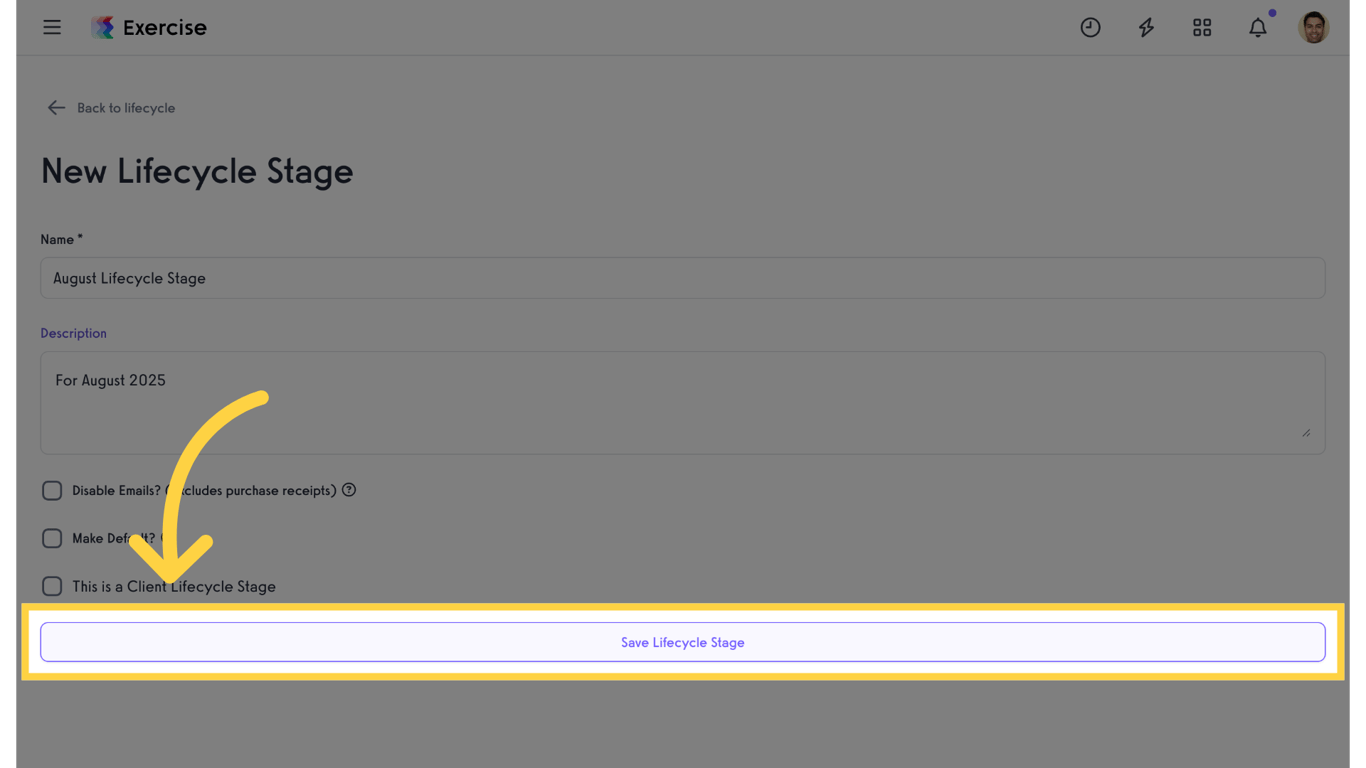 Save Lifecycle Stage