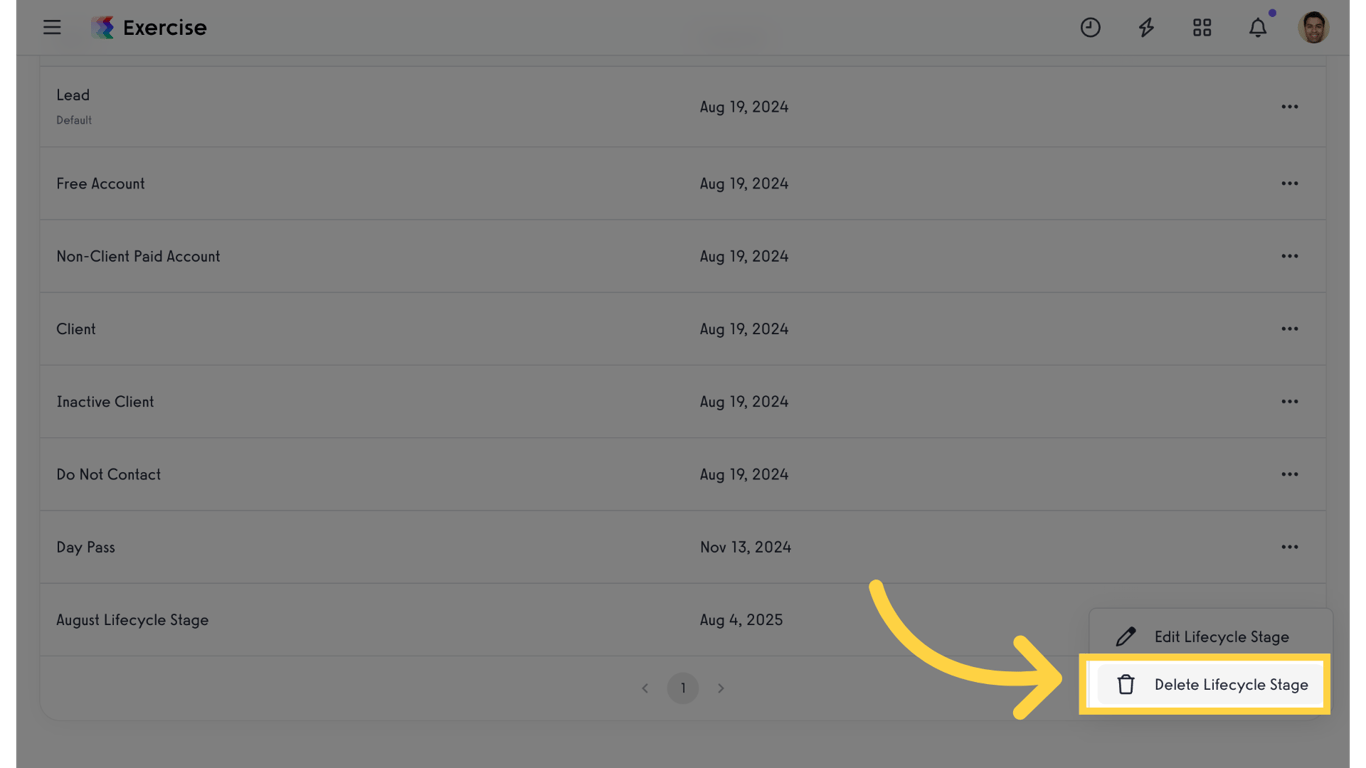 Delete Lifecycle Stage