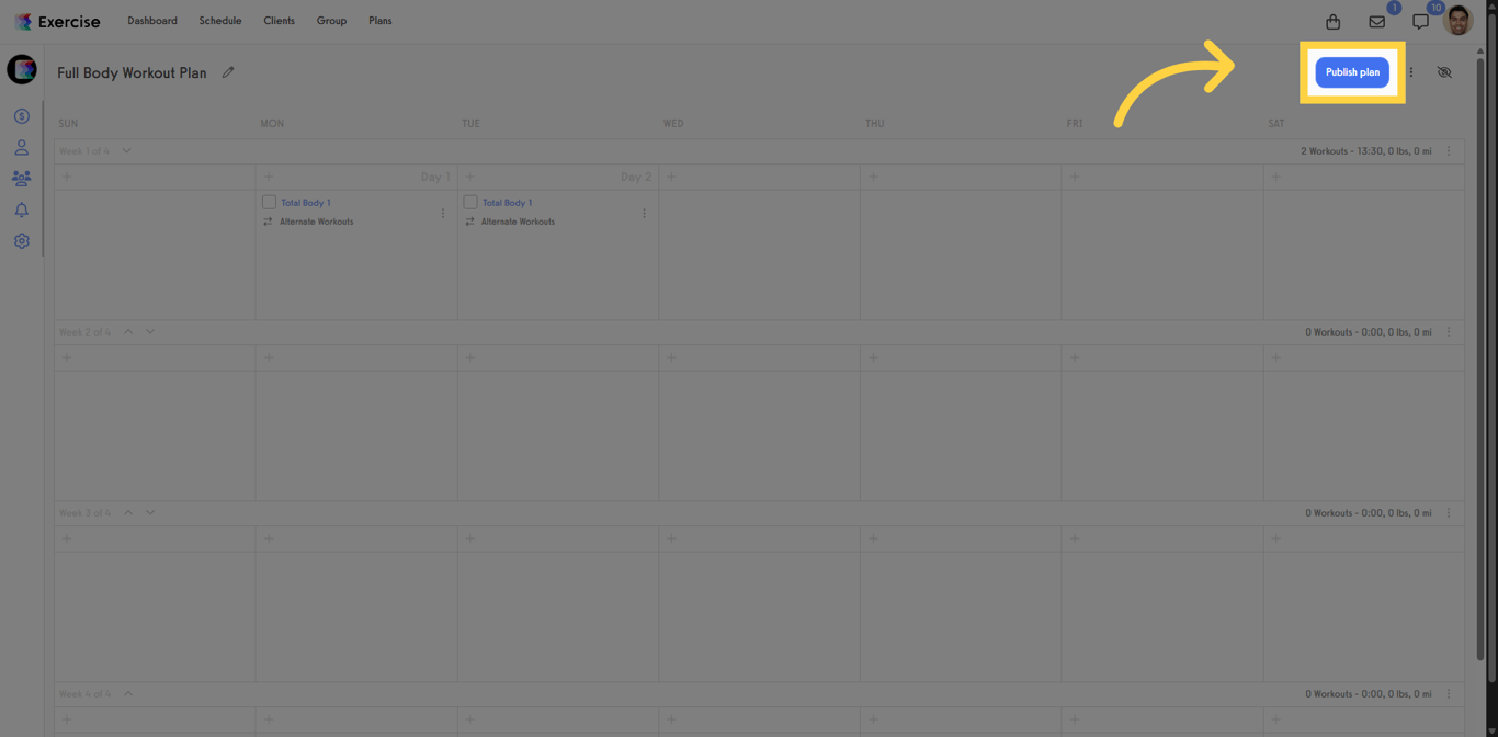 Publish The Workout Plan