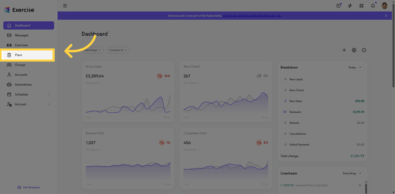 Navigate To Plans Section