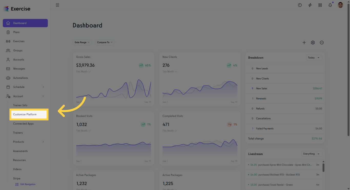Open Customize Platform settings