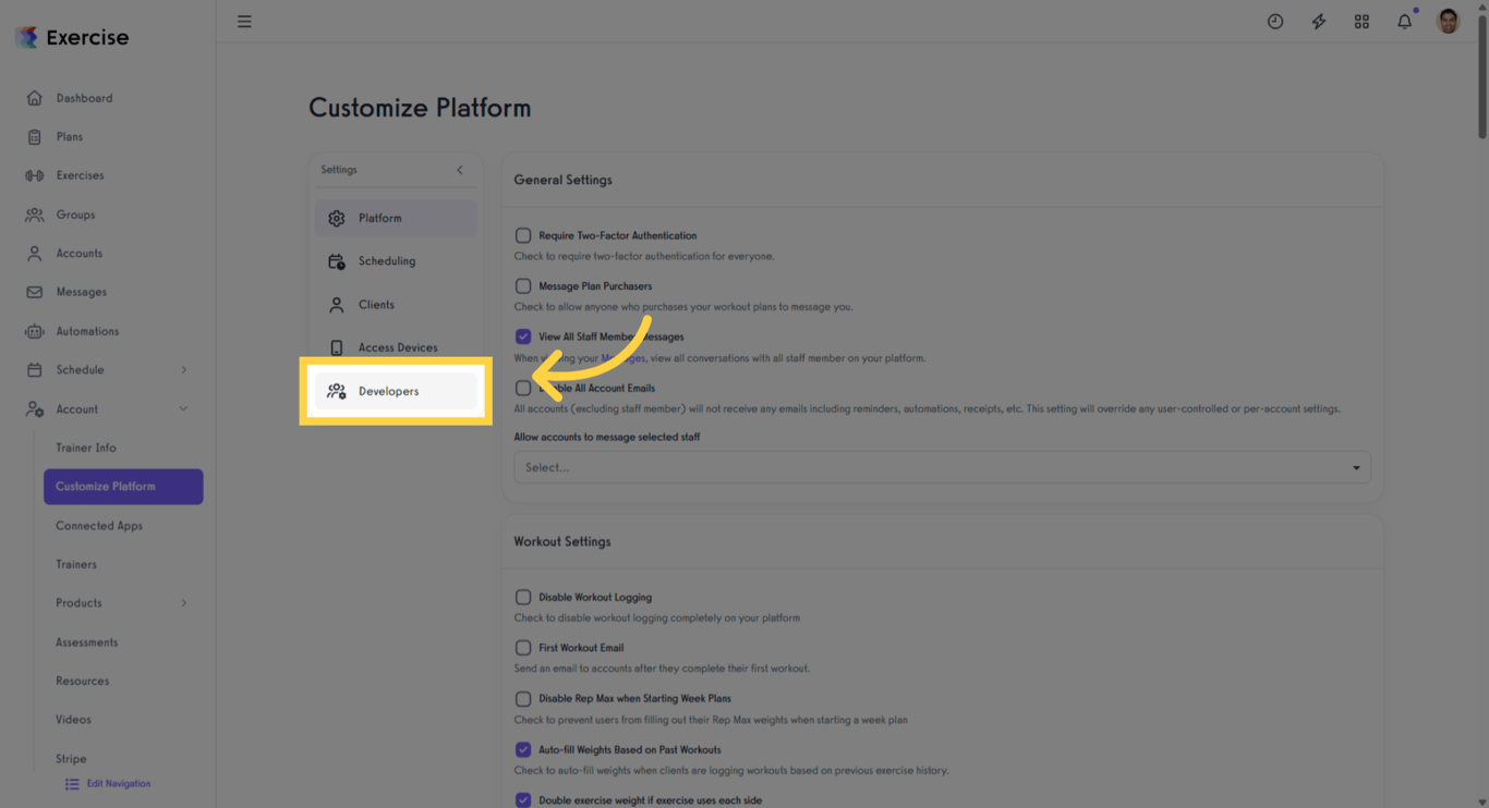Access Developers section