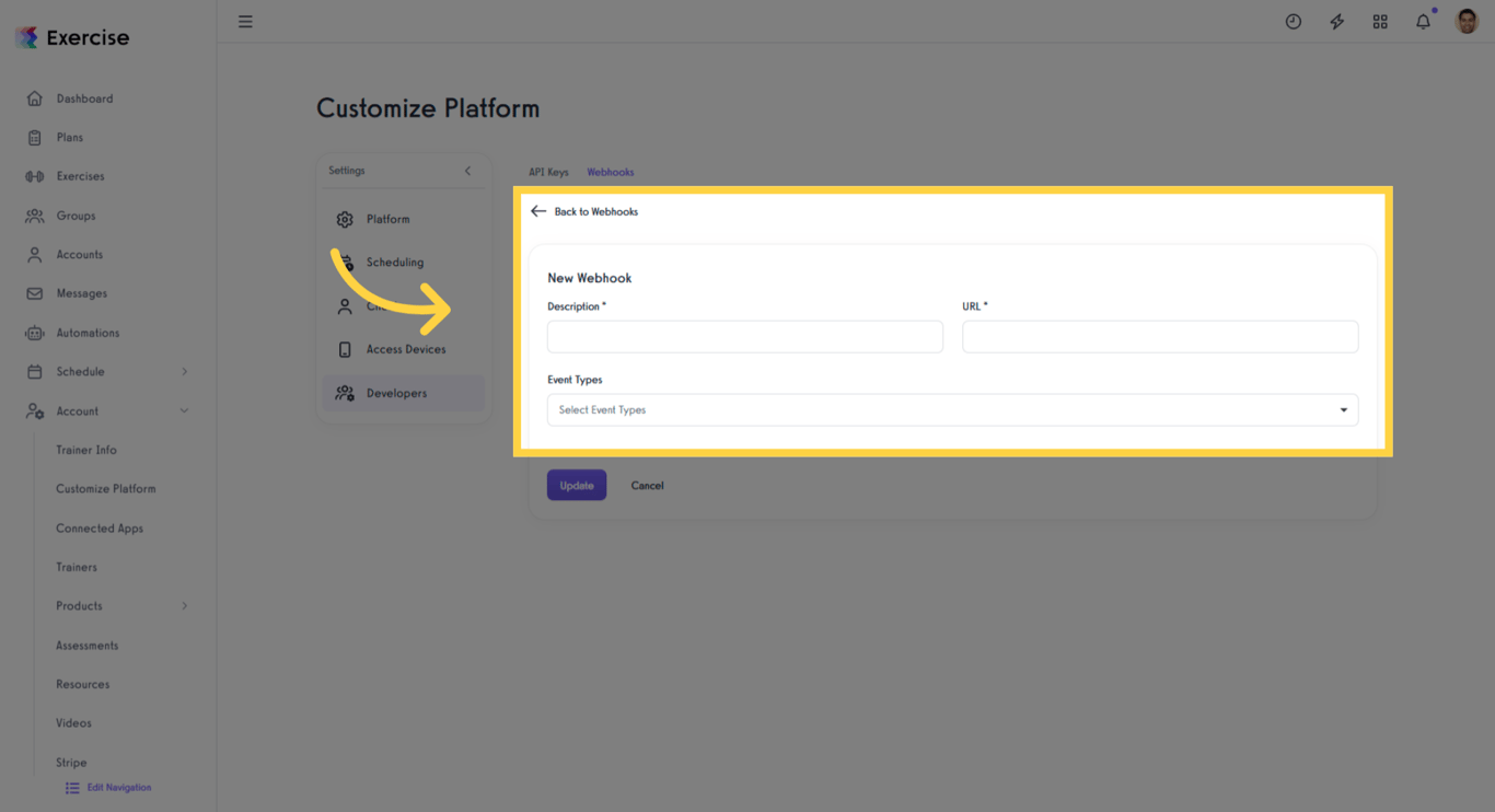 Enter webhook details