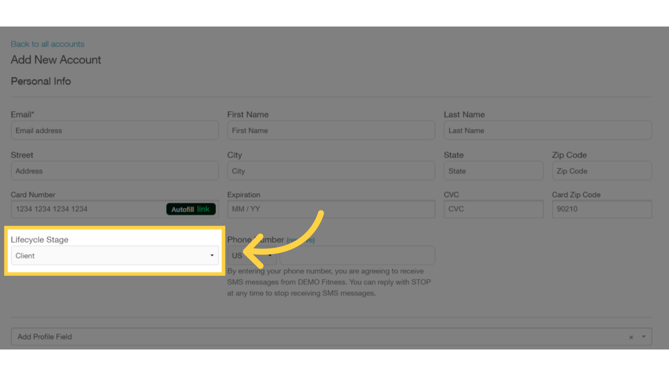 You can choose any Lifecycle Stage when adding a new account to your platform.