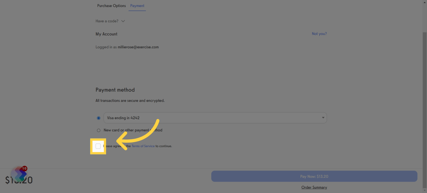 Terms of Service Checkbox