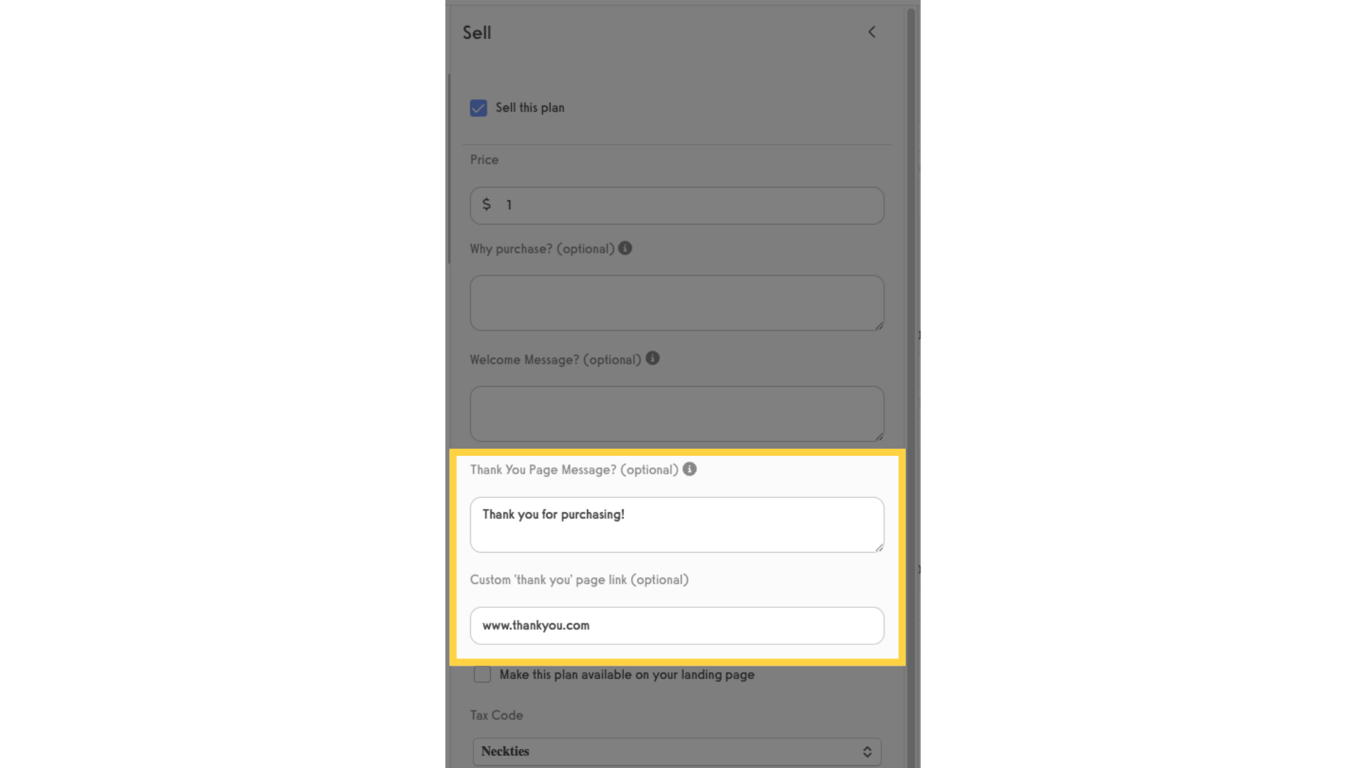 Custom Thank You Message or Link.