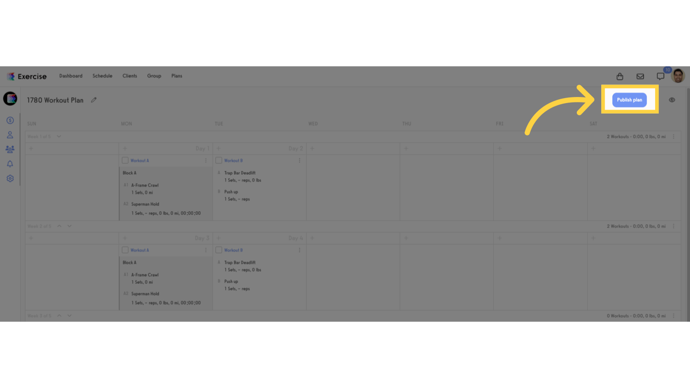 Click 'Publish Plan' button.