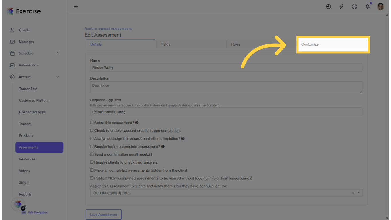 Click 'Customize' tab.