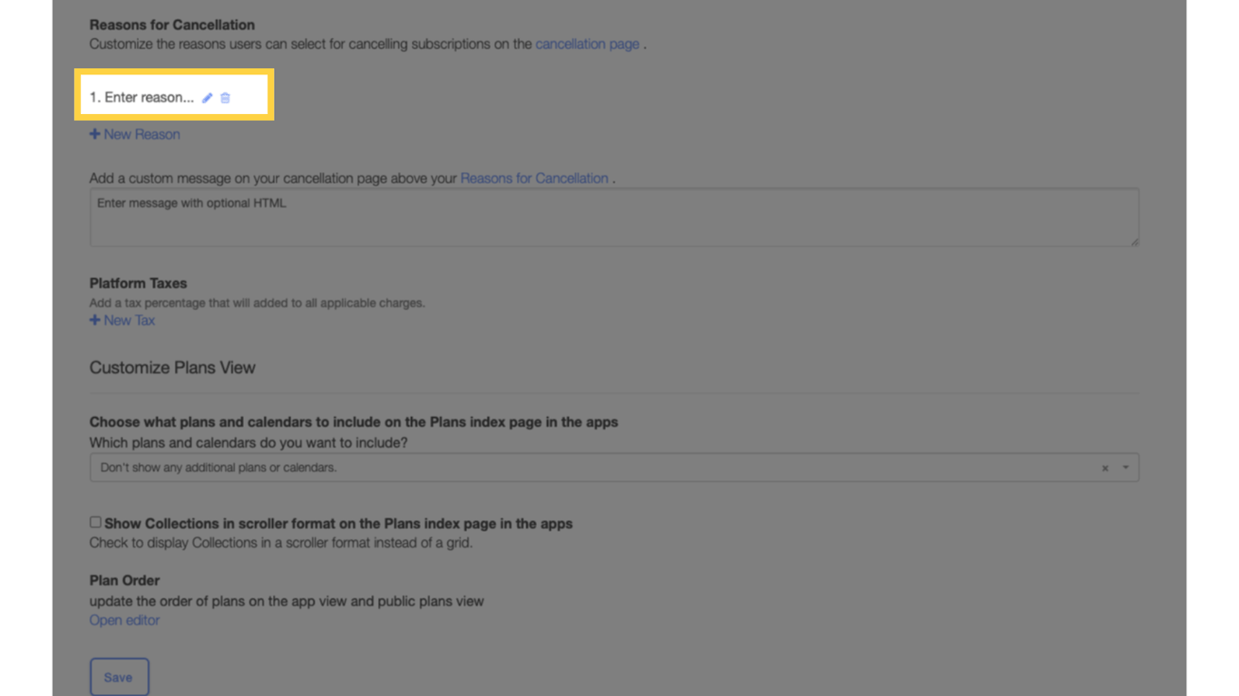 Enter a reason for cancellation.