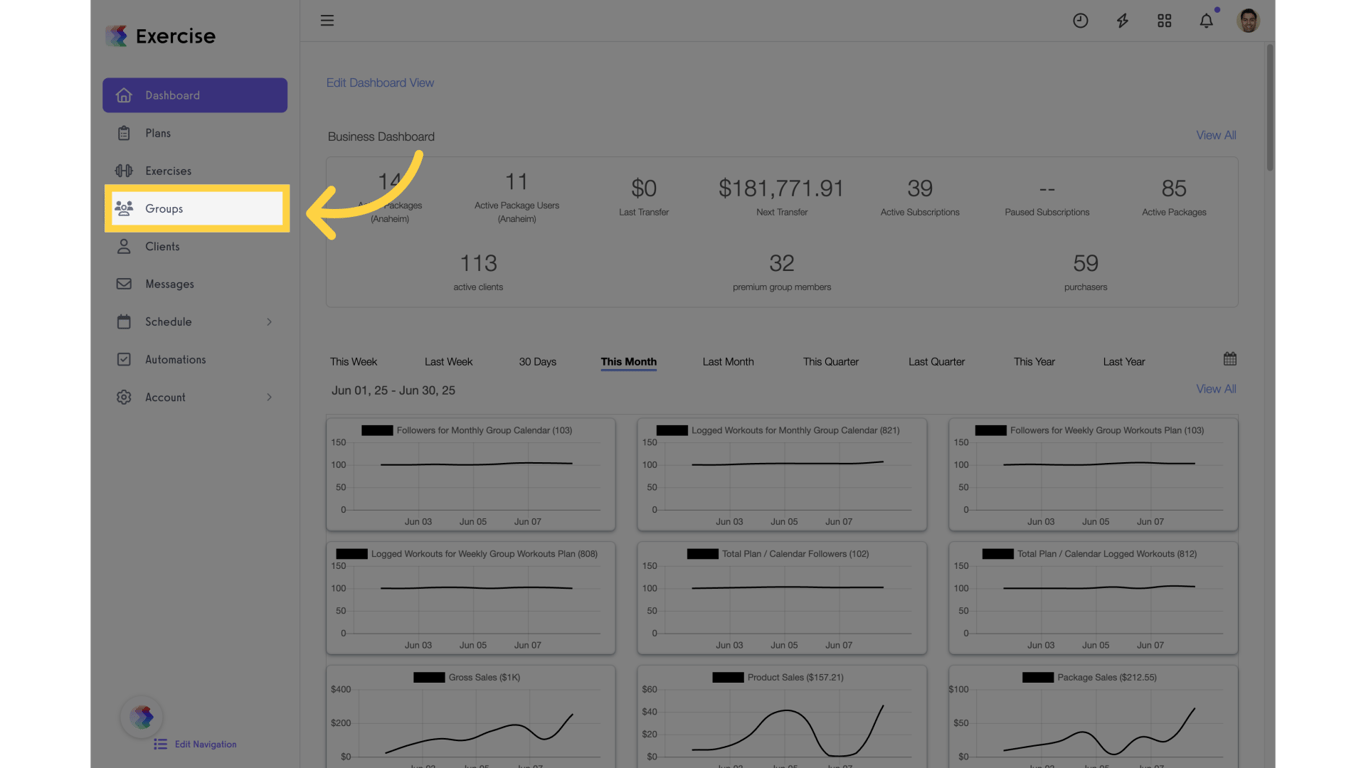 Click on 'Groups' tab.