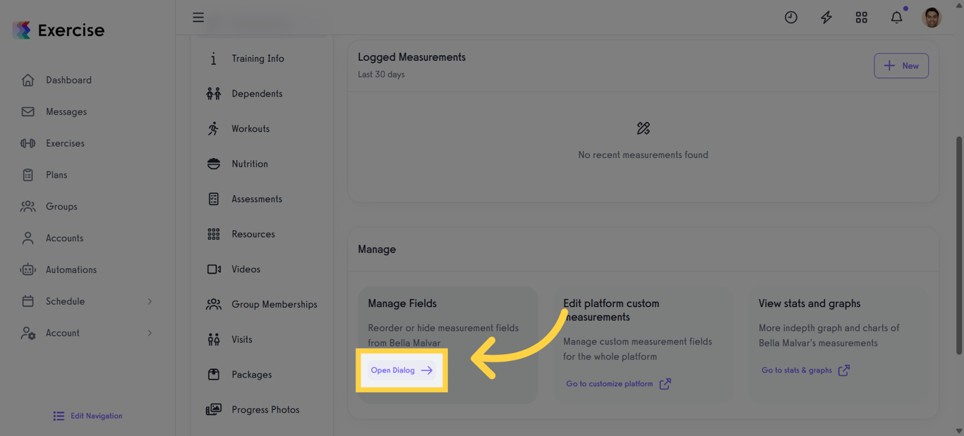 Open Measurement Dialog