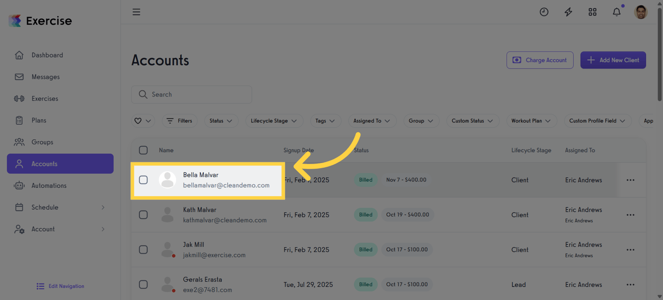 Select Specific Account