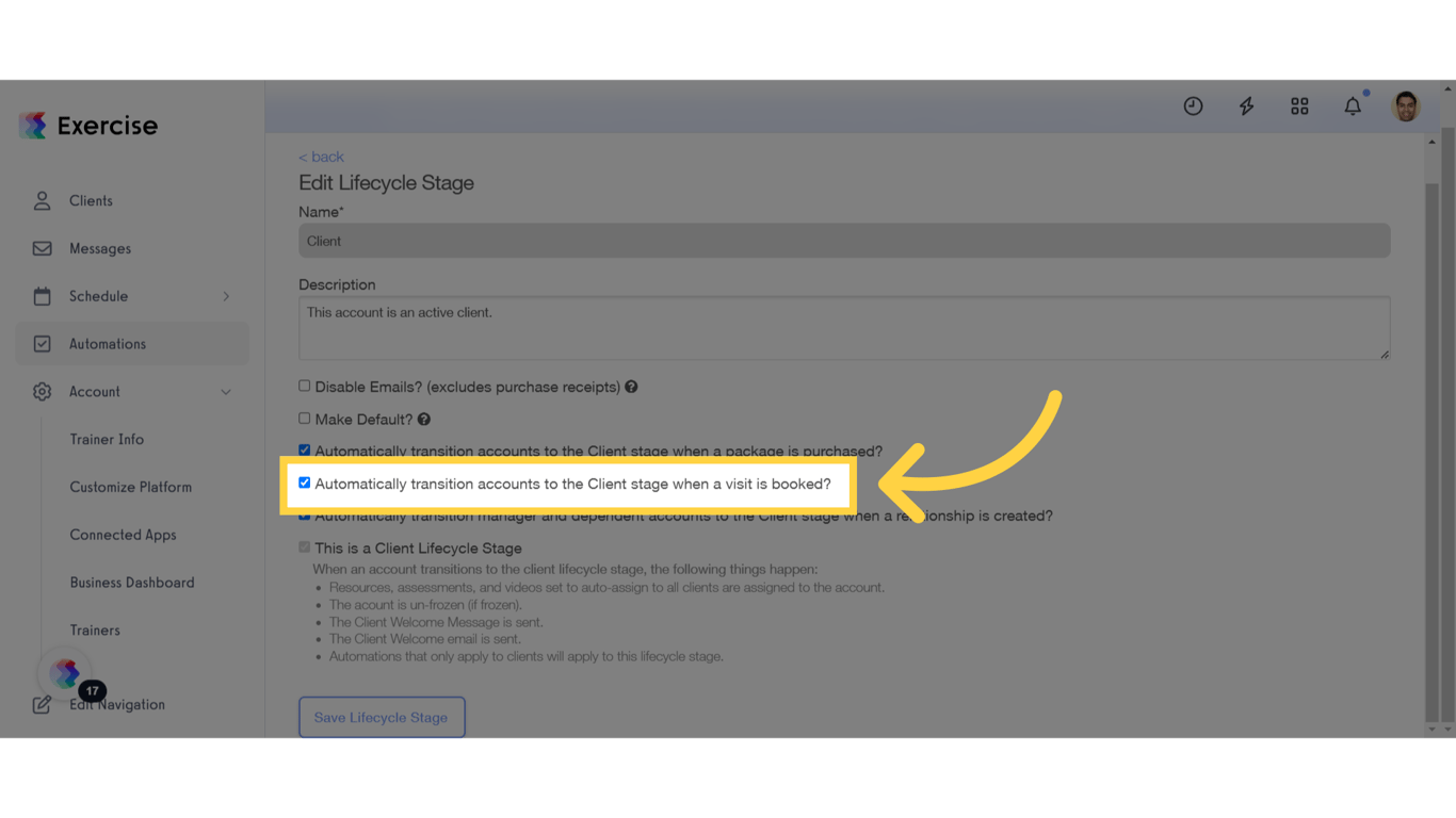 Lifecycle Stage Setting for Visit Booked