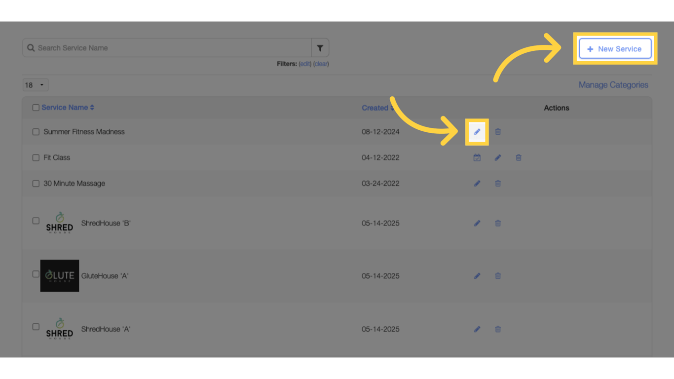 Create new or edit a service.