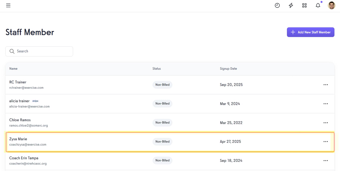 Click the sub-trainer name