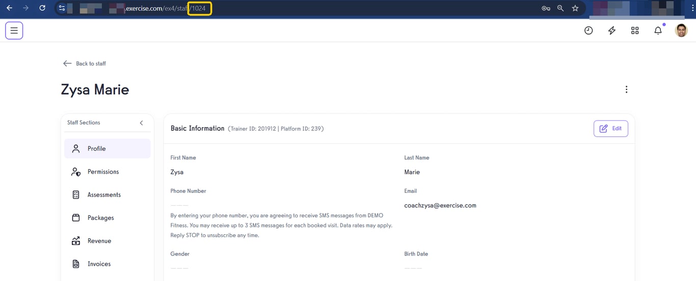 Sub-Trainer ID in browser address bar