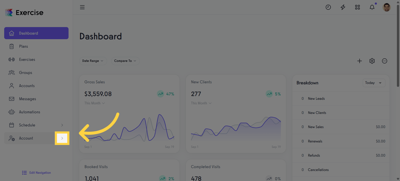 Click the arrow menu.