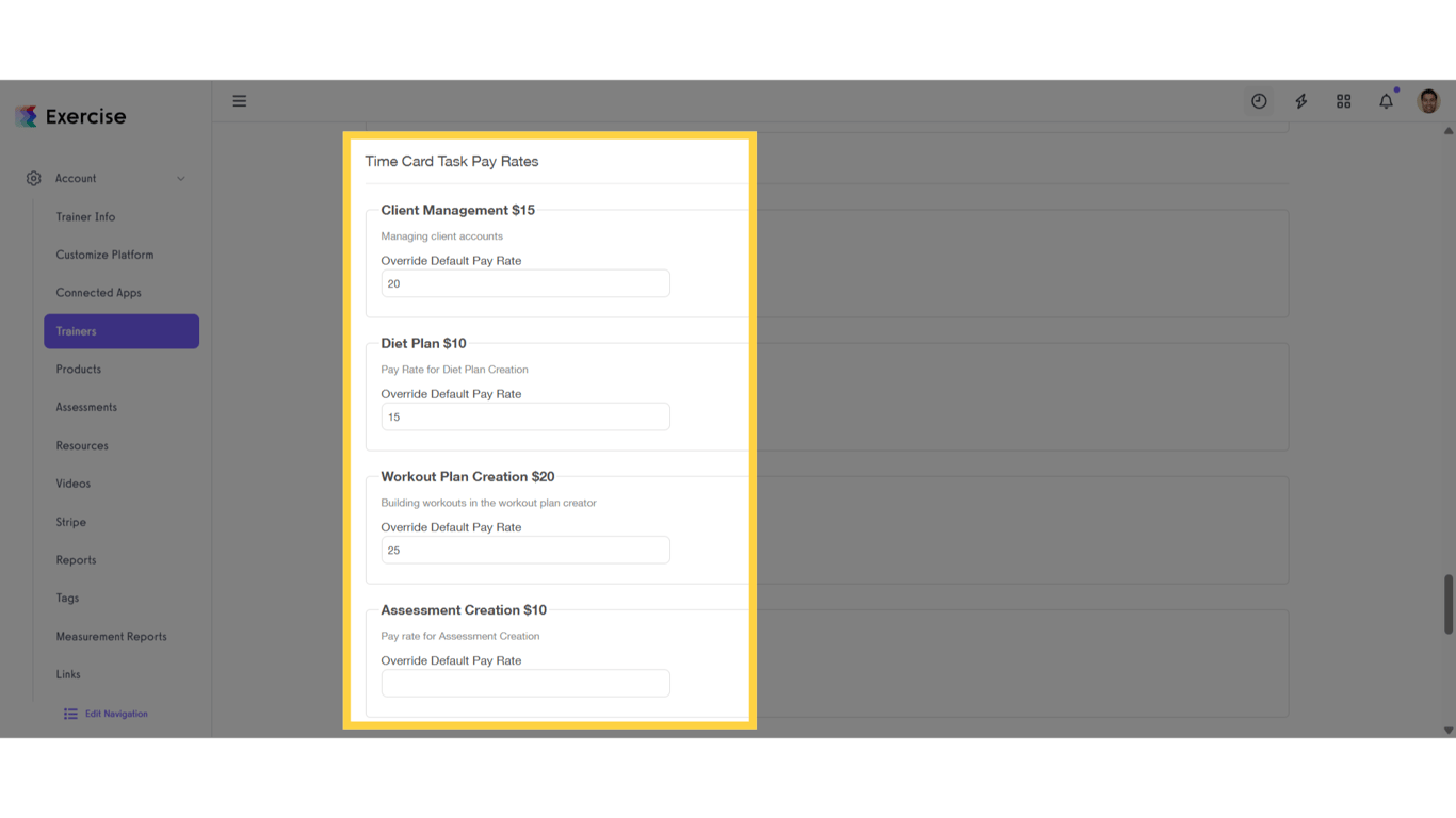 Customize the Pay Rate
