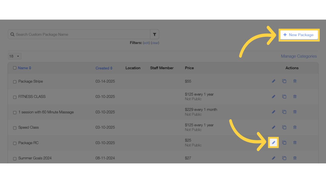 Create or Edit Package