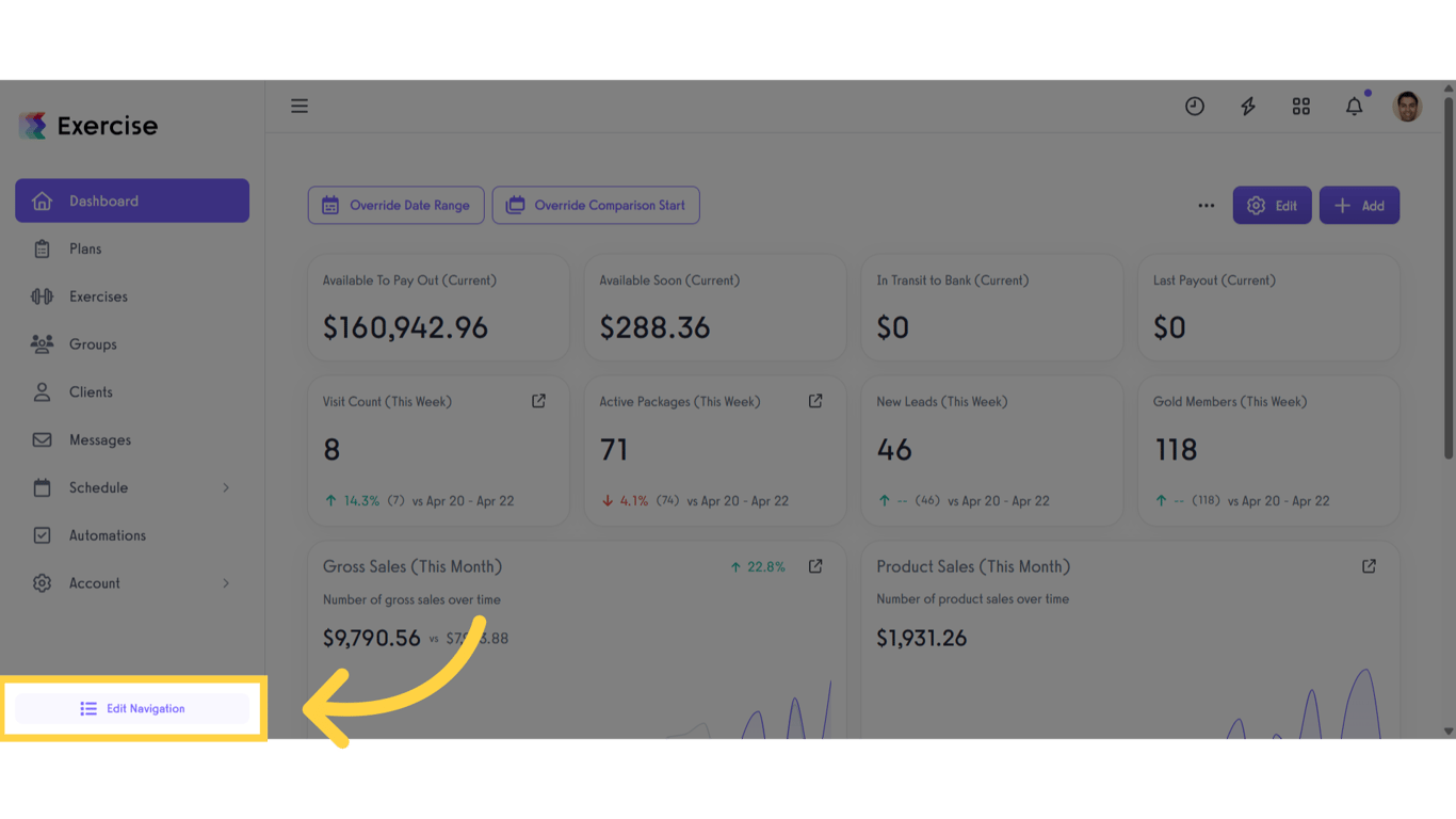Click 'Edit Navigation'