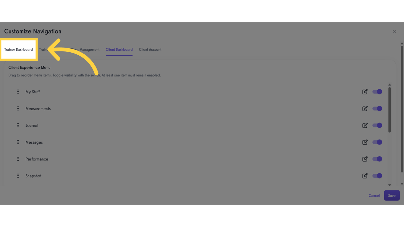 Click 'Trainer Dashboard'