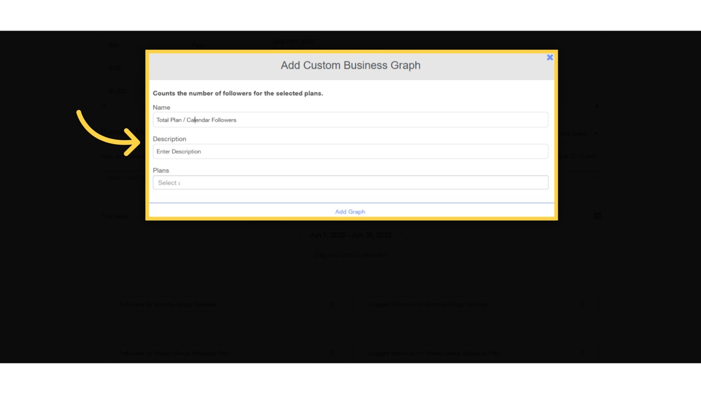 Fill up the form then click Add Graph.
