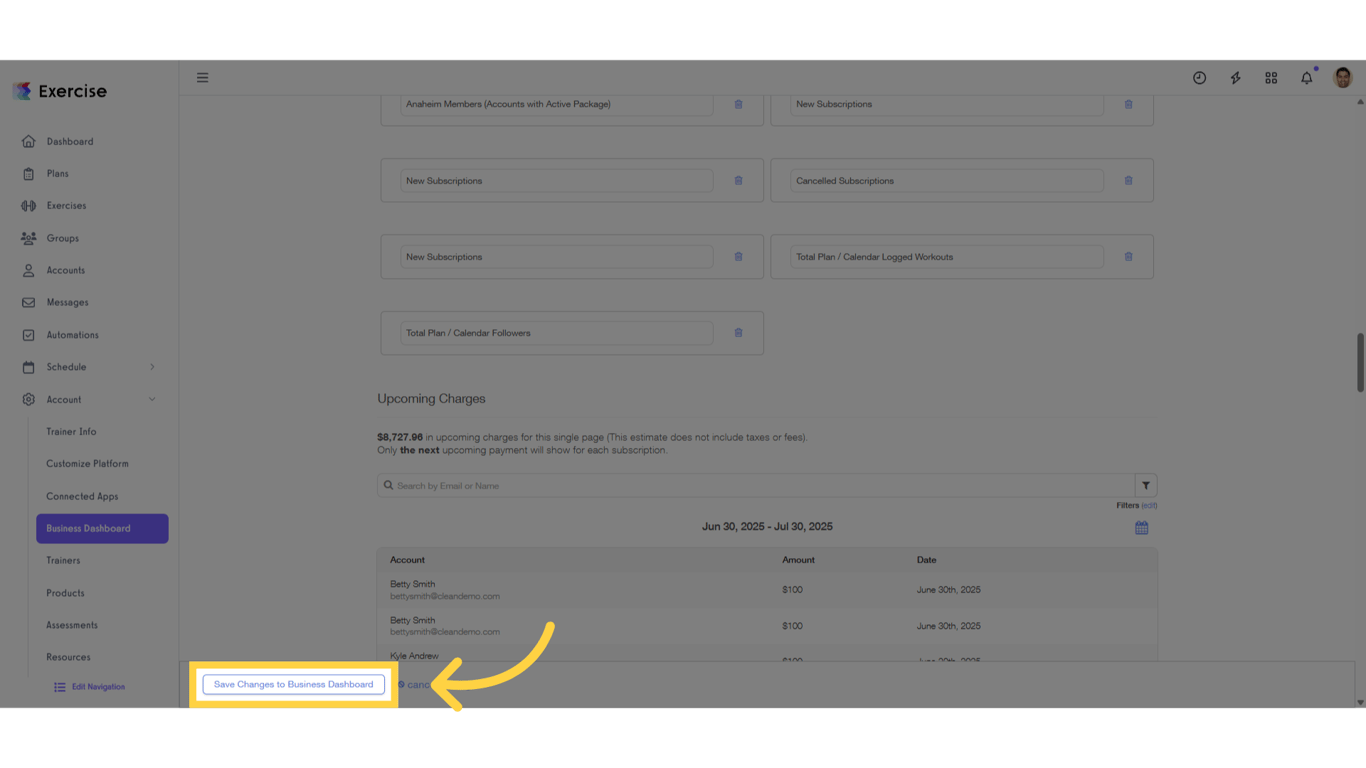 Click 'Save Changes to Business Dashboard'.