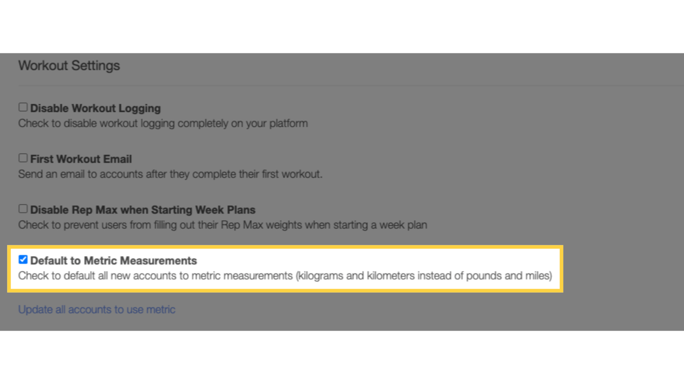 Default to Metric Measurements.