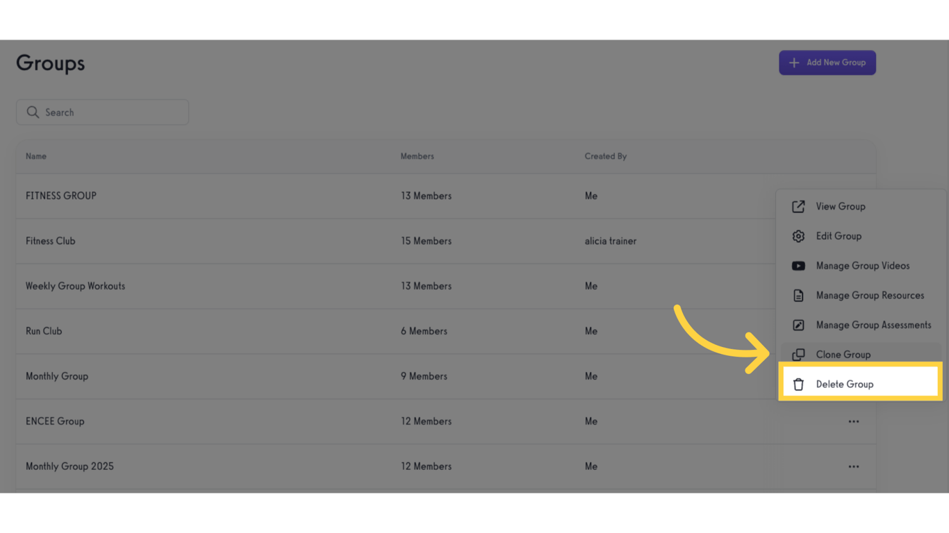 Click 'Delete Group'.