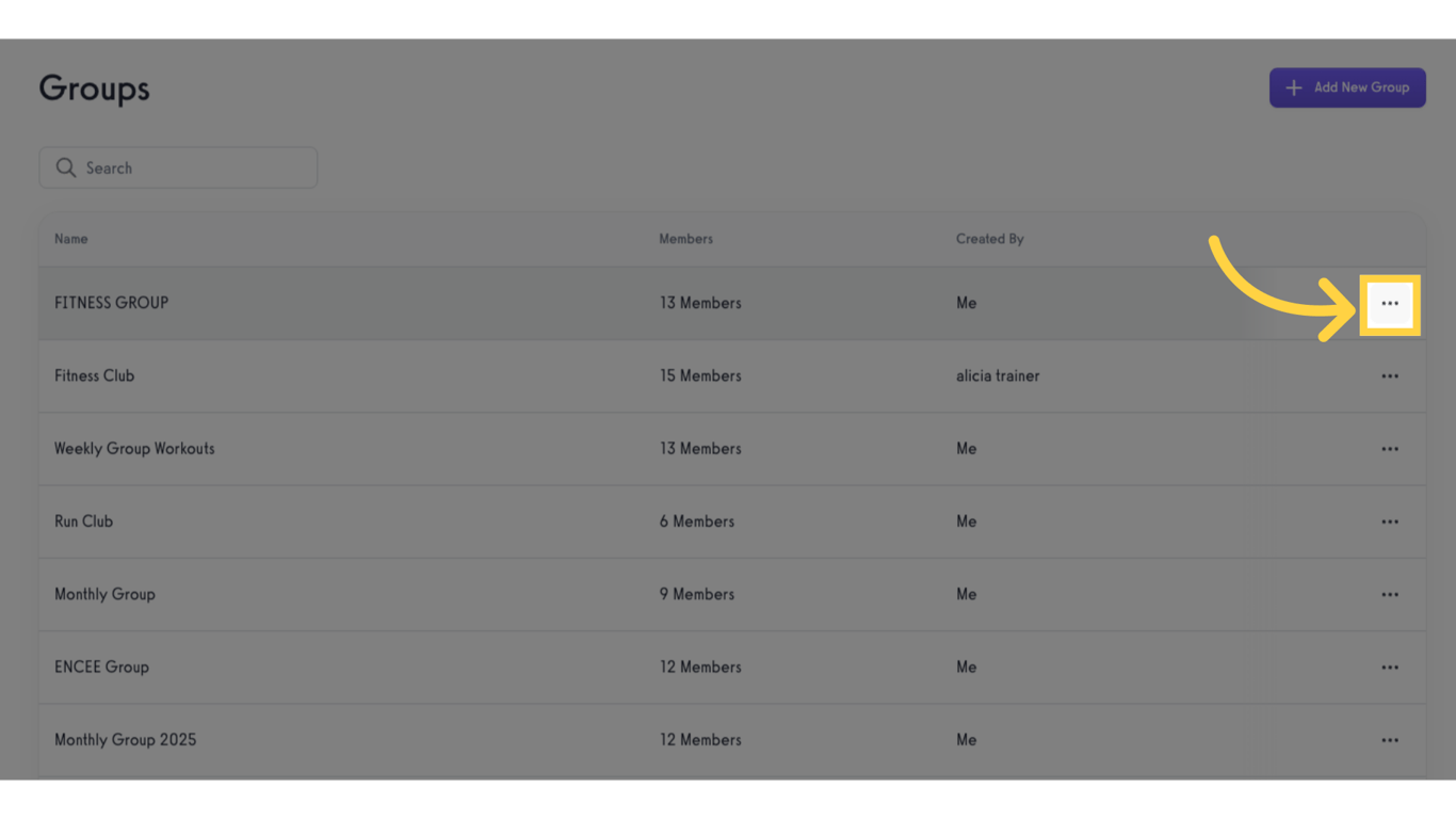 Select a group to delete and click the ellipsis to open the menu.