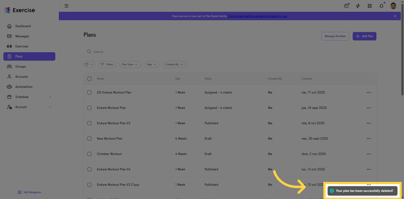 Deletion Confirmation Message