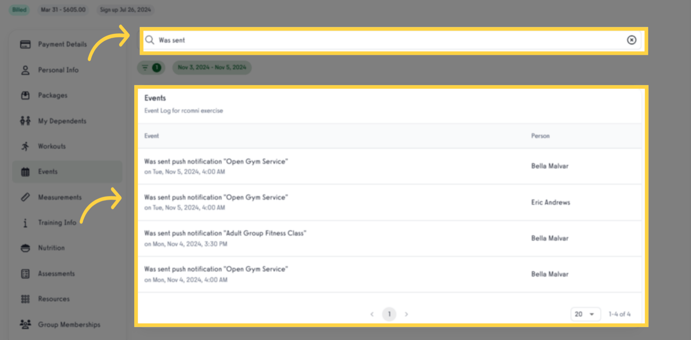 Search and review 'Appointment Reminder Event Log'.