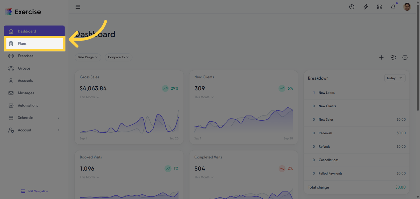 Click 'Plans' button in the Exercise app.