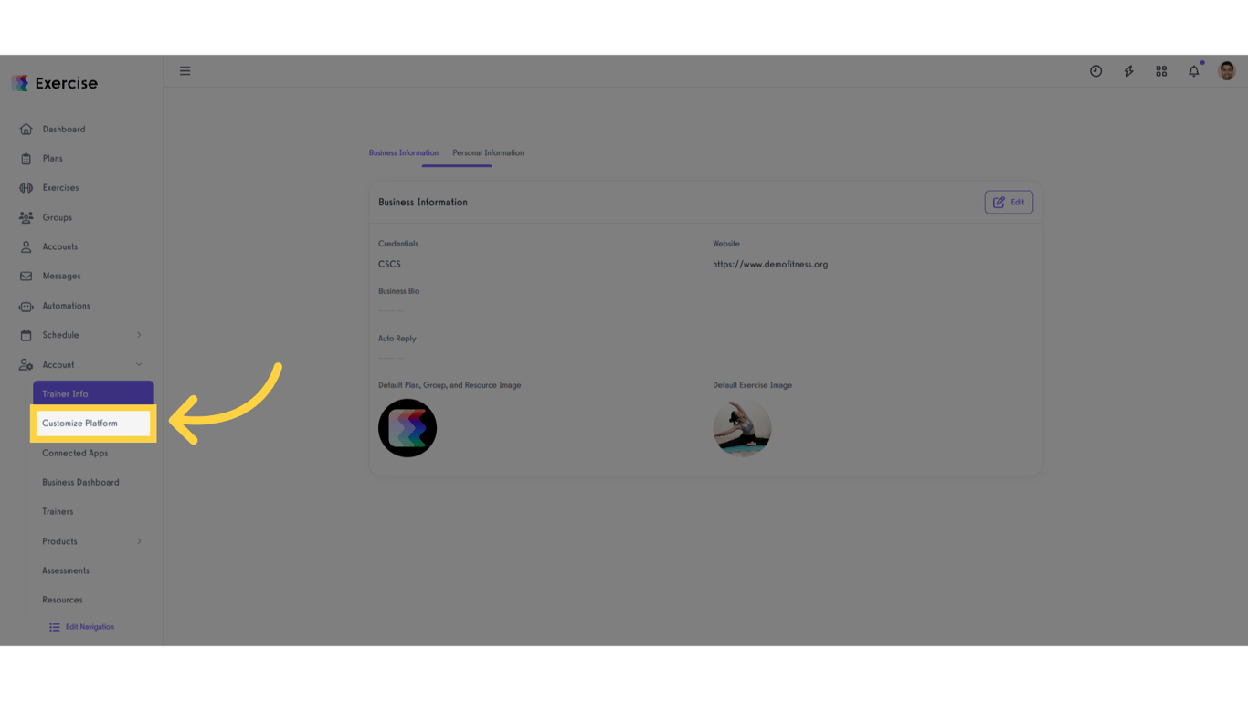 Click 'Customize Platform'.