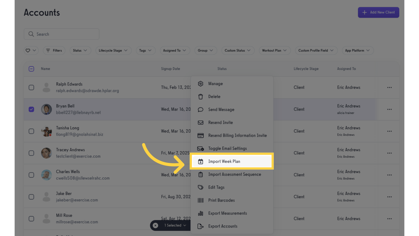 Click 'Import Week Plan'.
